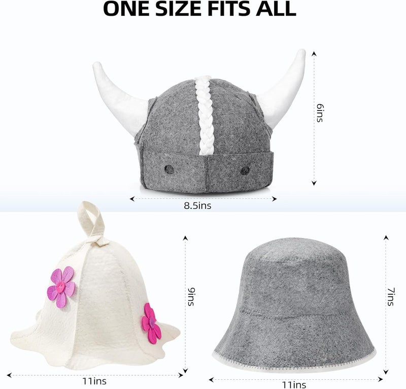 Nicalas Sauna Hat, Natural Wool Sauna Hat for Men and Women,Wool Sauna Bucket Hat,Grey - Image 2